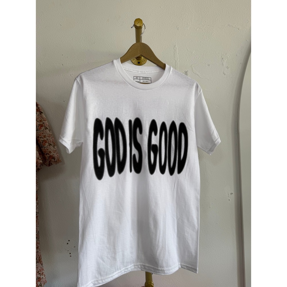 Jesus Loves You God Is Good All The Time White Graphic Tee Shirt